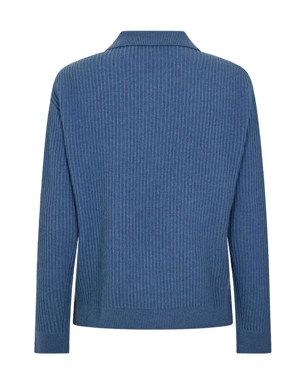 Maison Kitsuné Blue Knitted Long Sleeve Polo Shirt for men