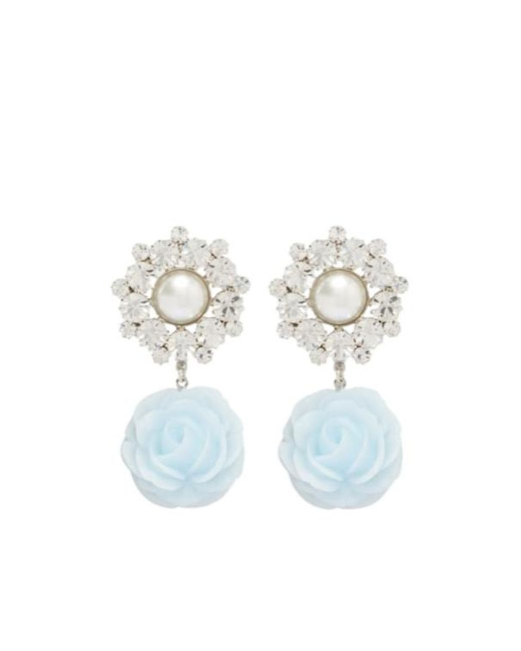 Magda Butrym White Floral Appliqué Dangling Earrings
