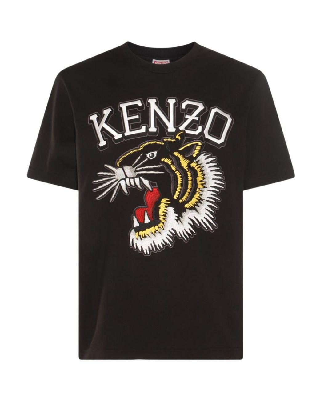 KENZO Black Tiger Embroidered Crewneck T-Shirt for men