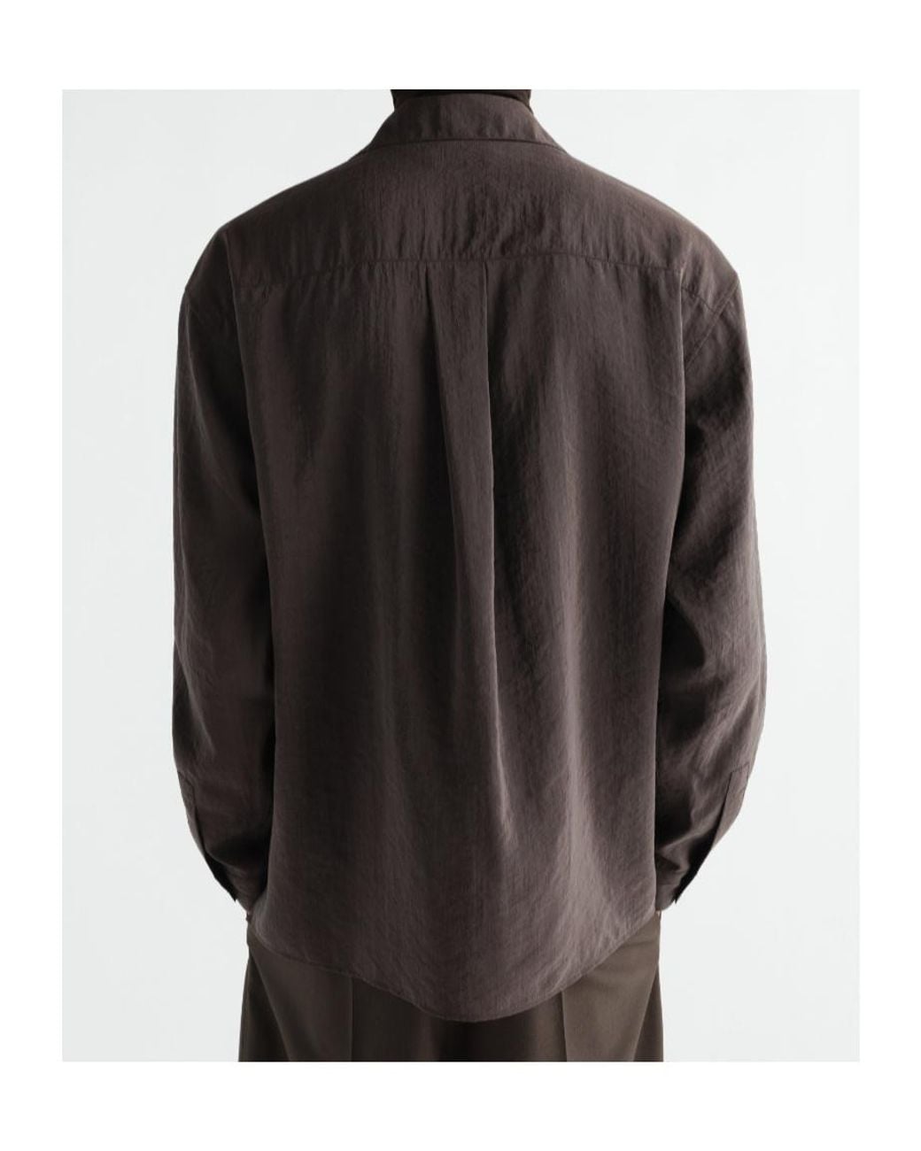 Lemaire Brown Convertible Collar Shirt for men