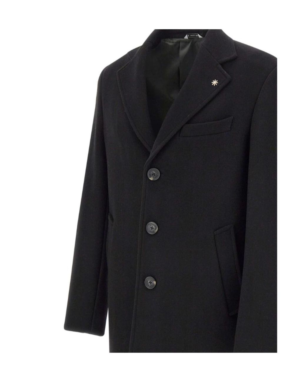 Manuel Ritz Black Single-Breasted Tailored Coat for men