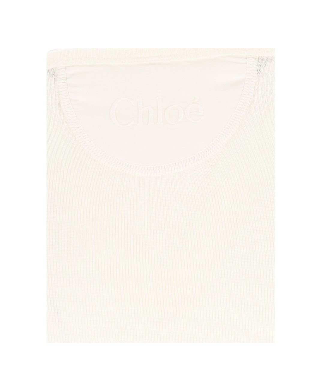 Chloé White Chloé Scoop-Neck Henley Sweater