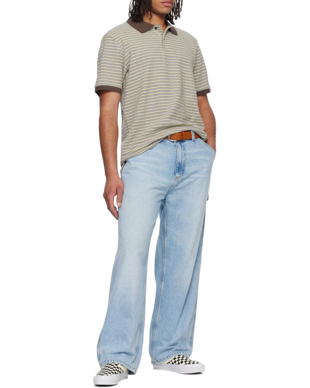 Carhartt White Dion Stripe Polo Shirt for men