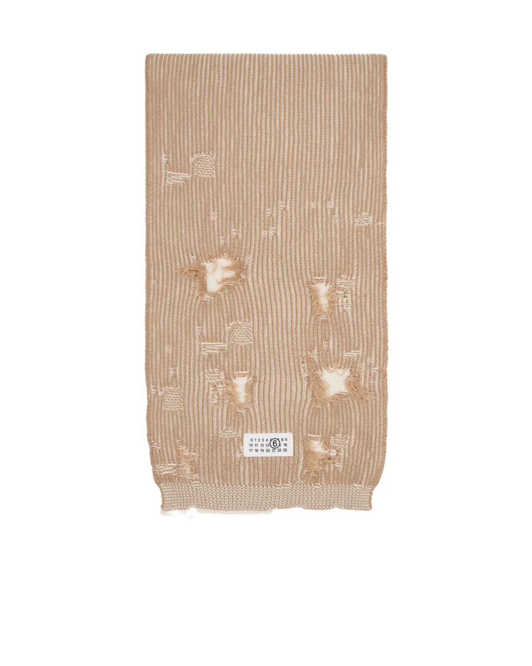 MM6 by Maison Margiela Natural Rectangular Ribbed Knit Scarf for men