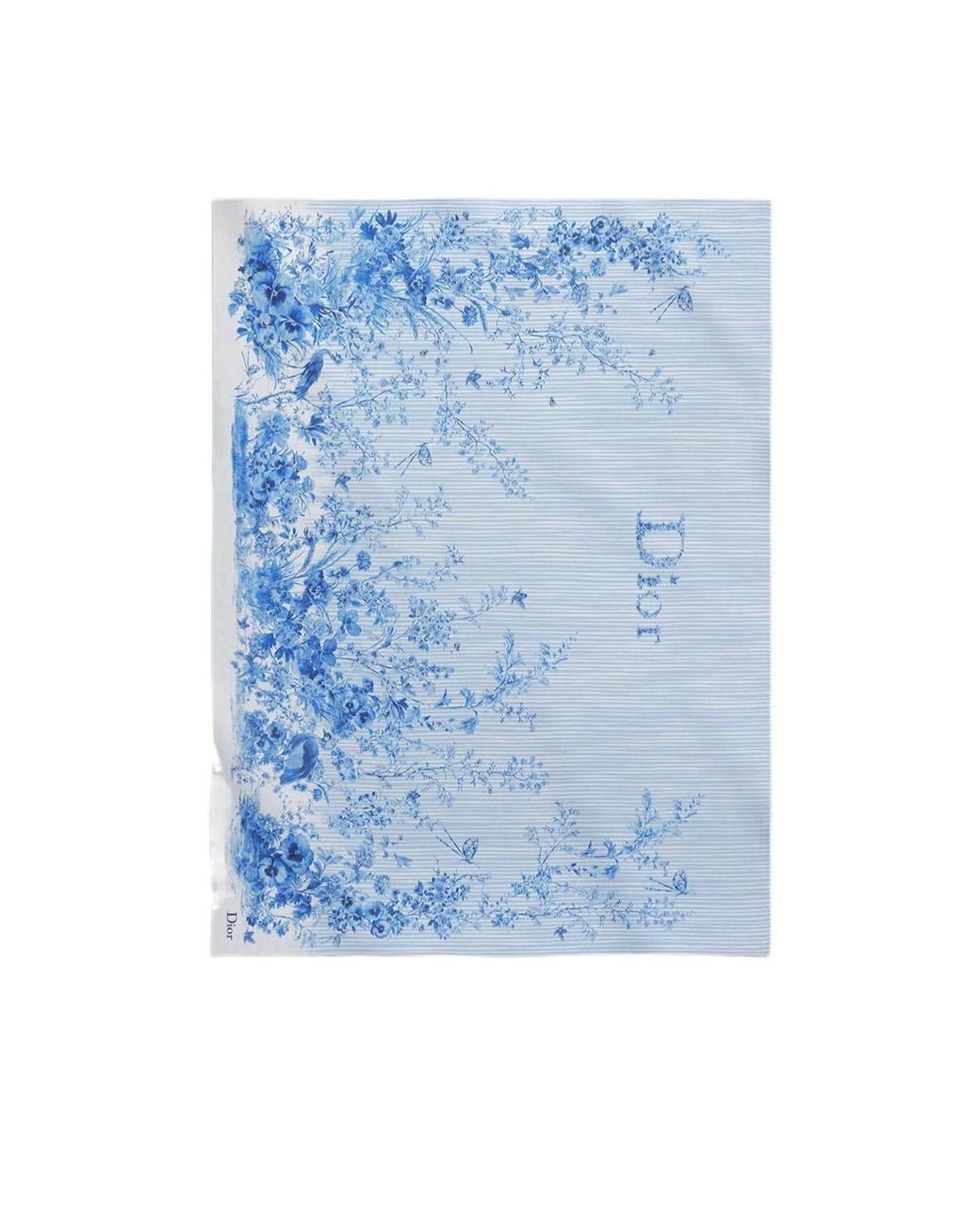 Dior Blue Iviera Toile De Jouy Floral Garden Sarong
