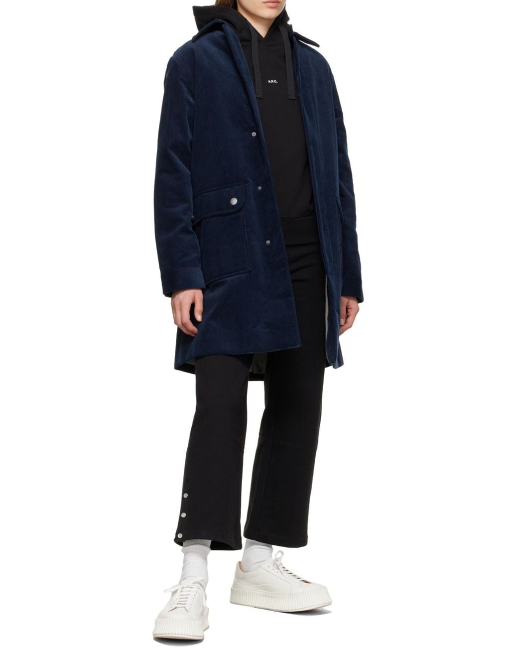 A.P.C. Black Logo Printed Drawstring Hoodie