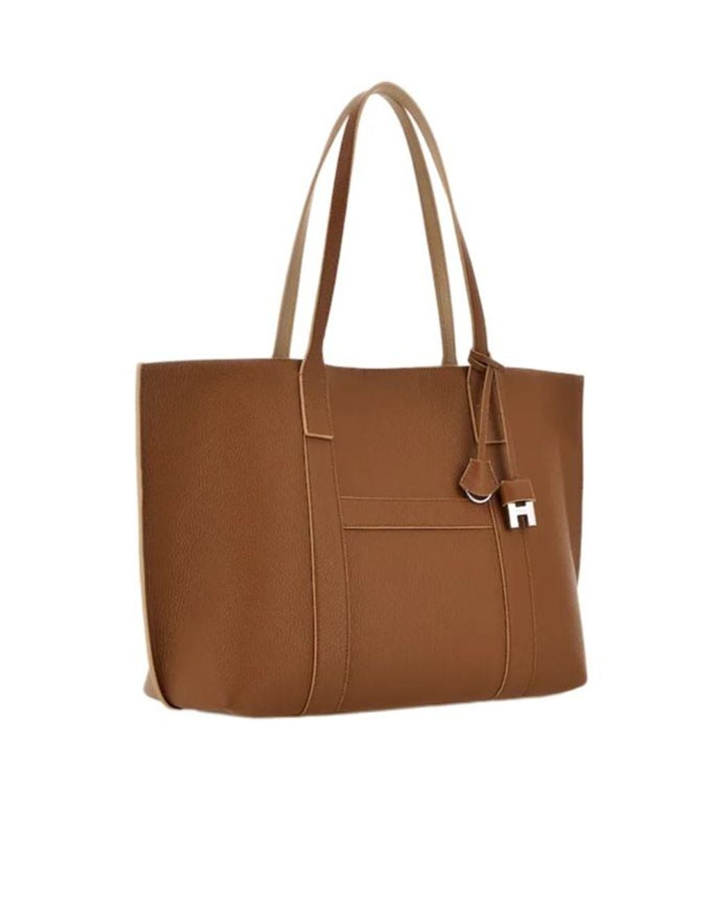 Hogan Brown Hanging Accent Script Top Handle Bag