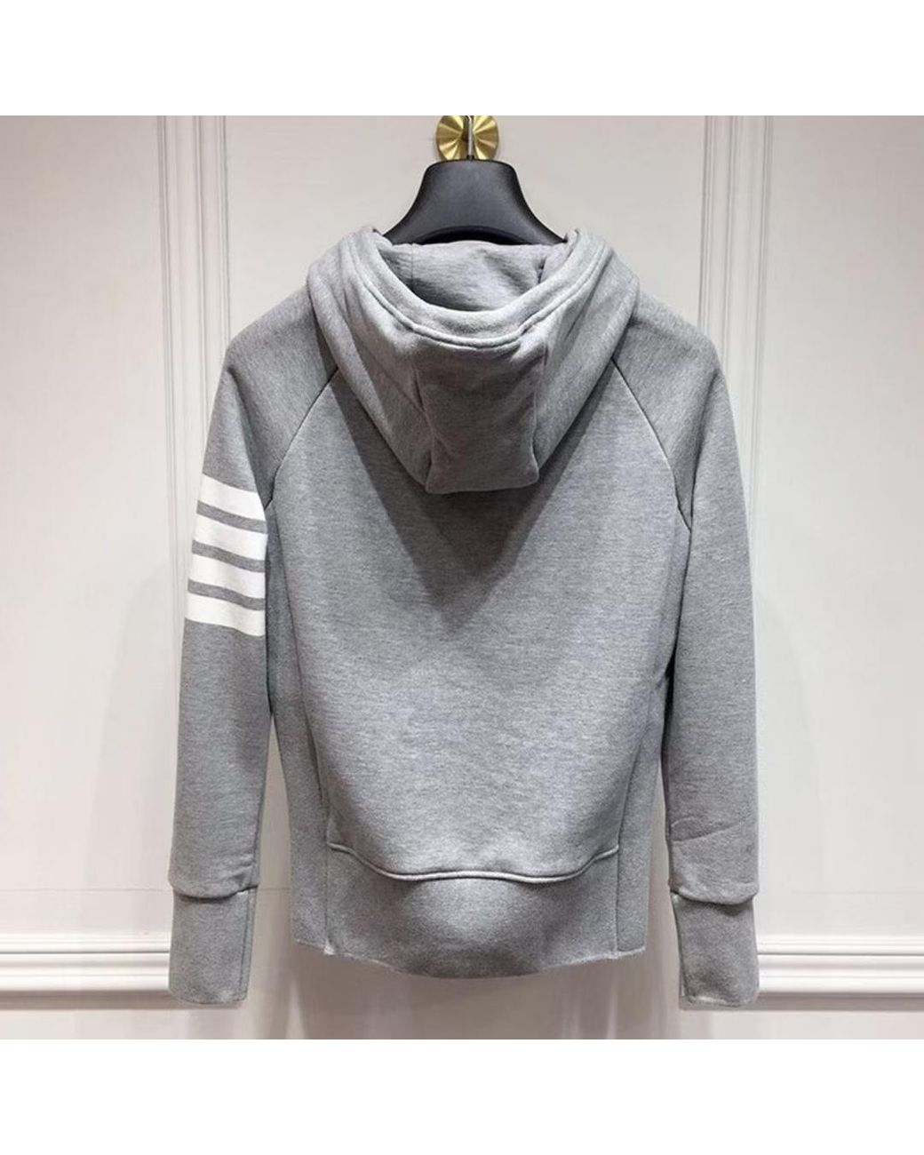 Thom Browne Gray Classic Loopback 4-Bar Zip-Up Hoodie for men
