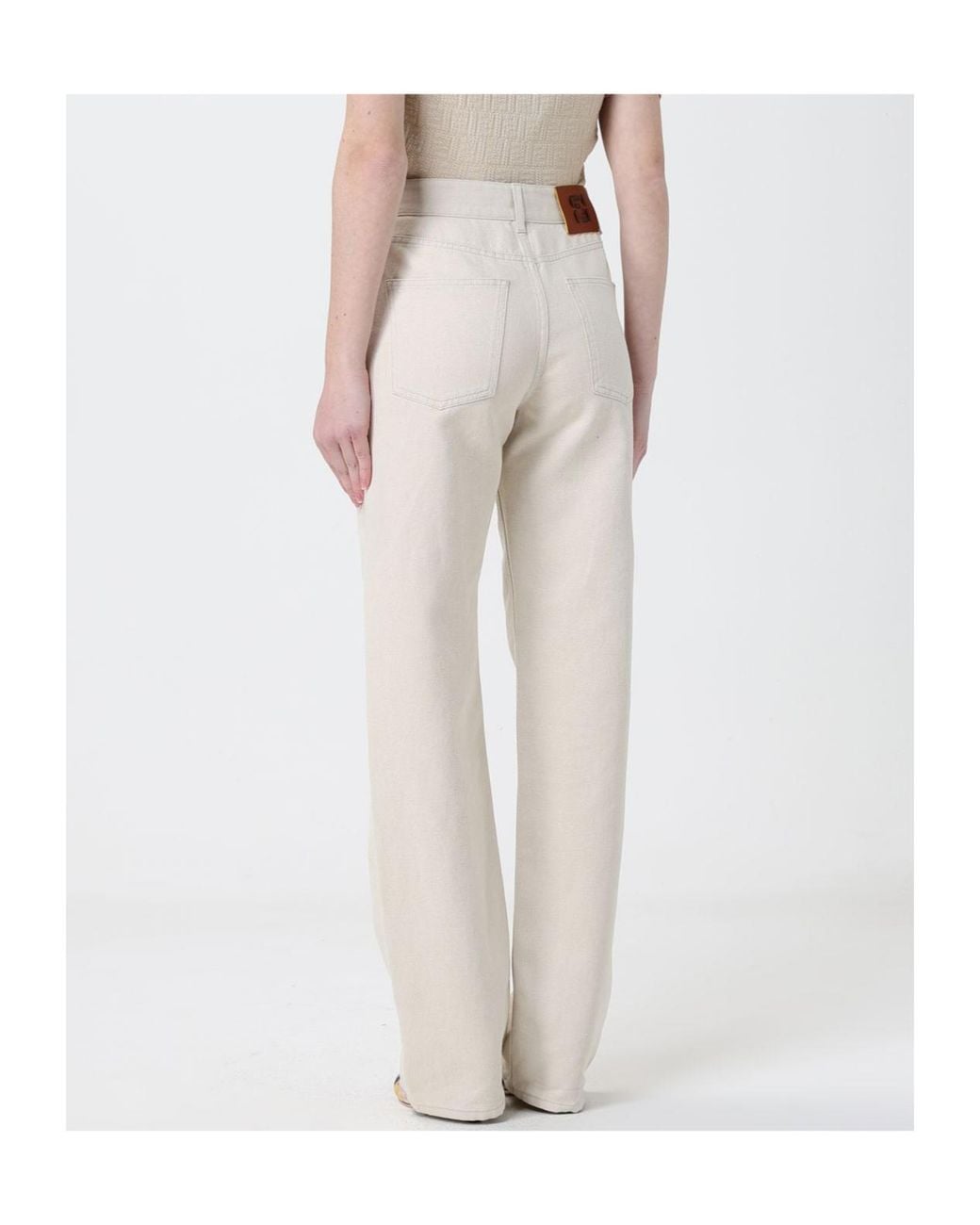 Fendi White Logo Detailed Straight-Leg Jeans
