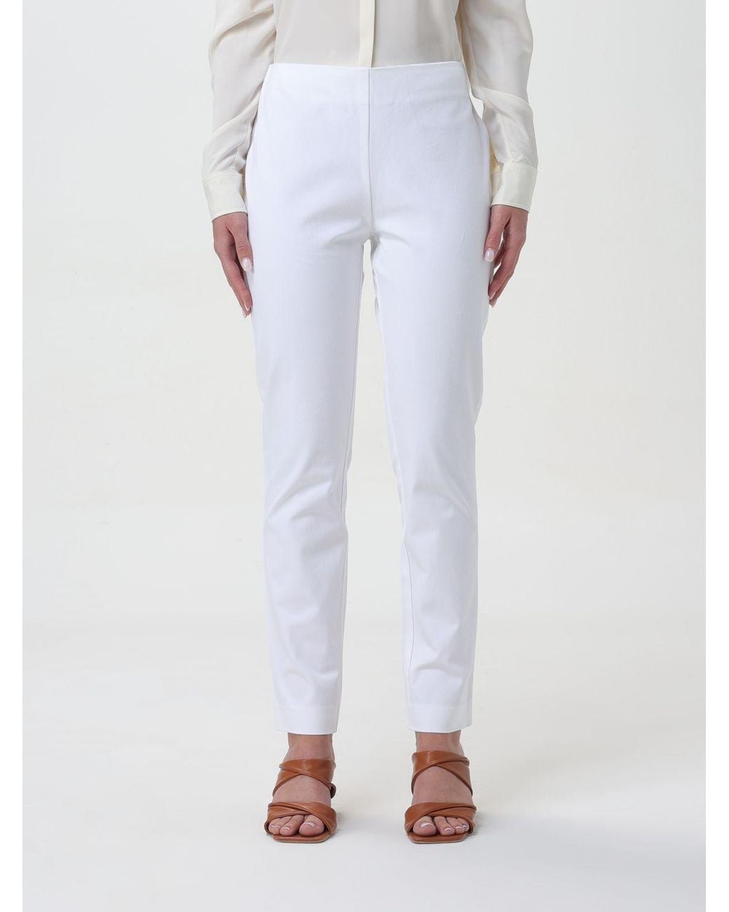 Polo Ralph Lauren White Lauren Ralph Lauren Straight-Leg Slim-Cut Trousers