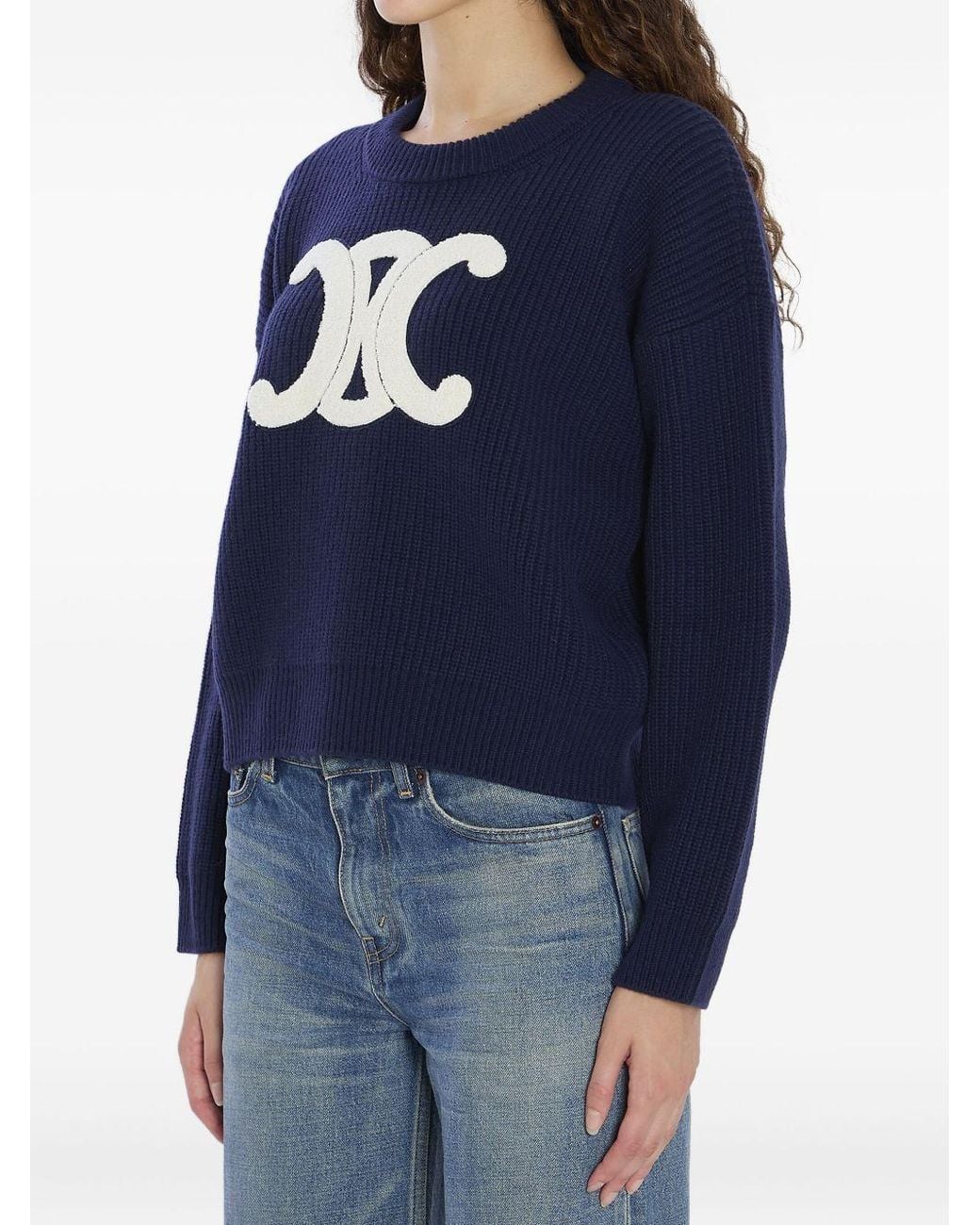 Céline Blue Crew Neck Sweater