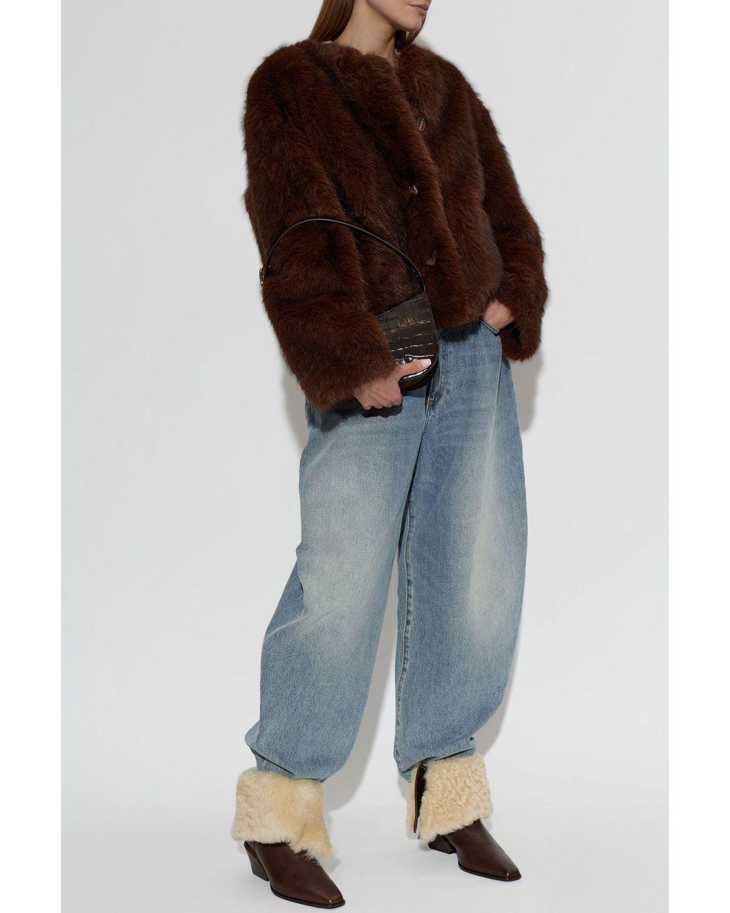 Paris Texas Natural Bettina Shearling Ankle Boots