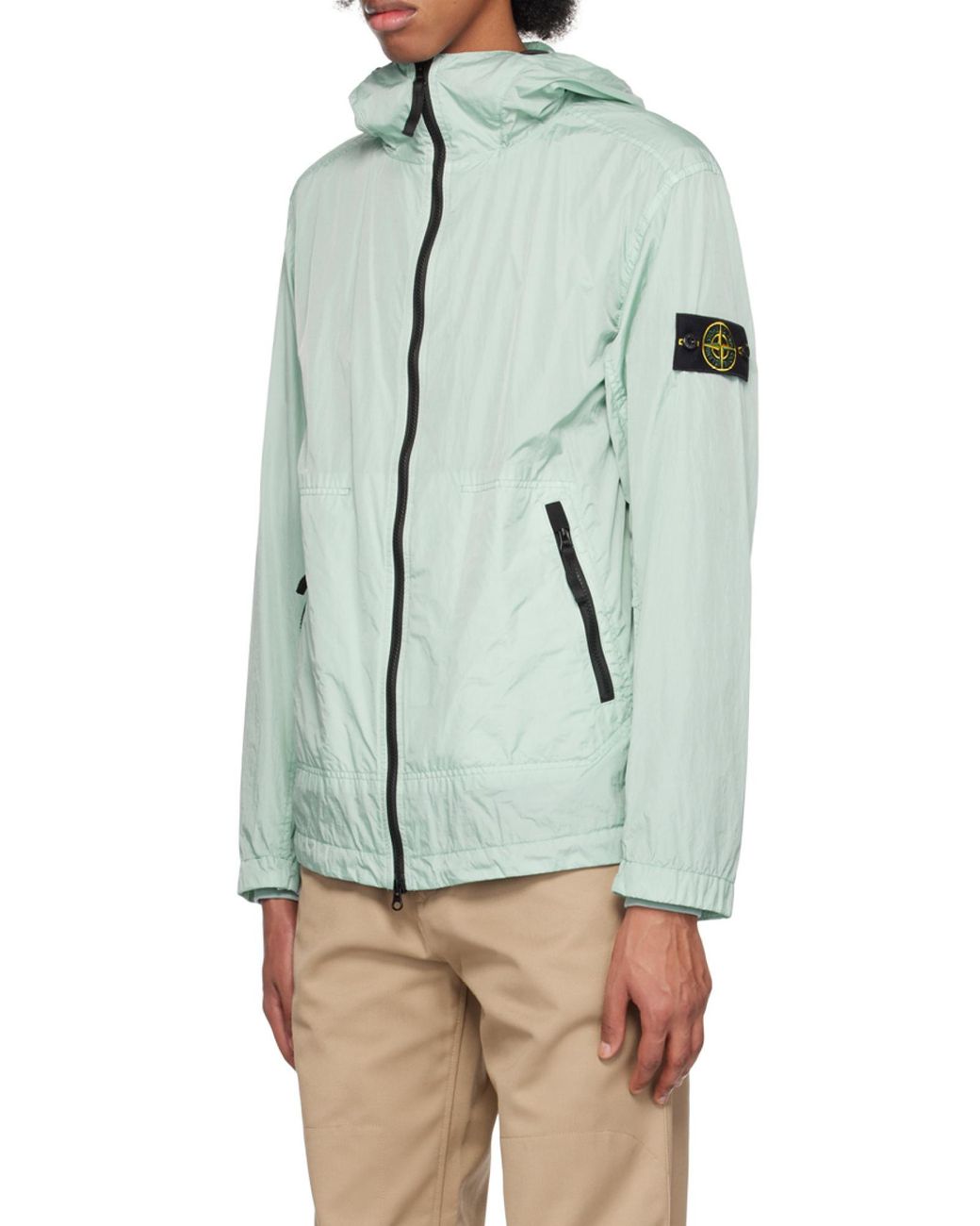 Stone Island Blue Compass-Patch Hooded Jacket for men