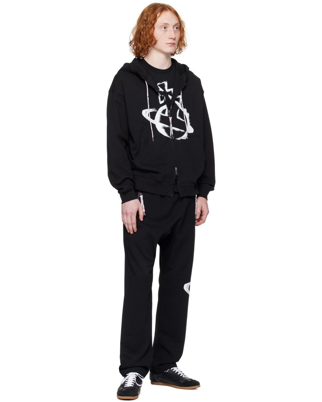 Vivienne Westwood Blue Orb Printed Zipped Hoodie for men