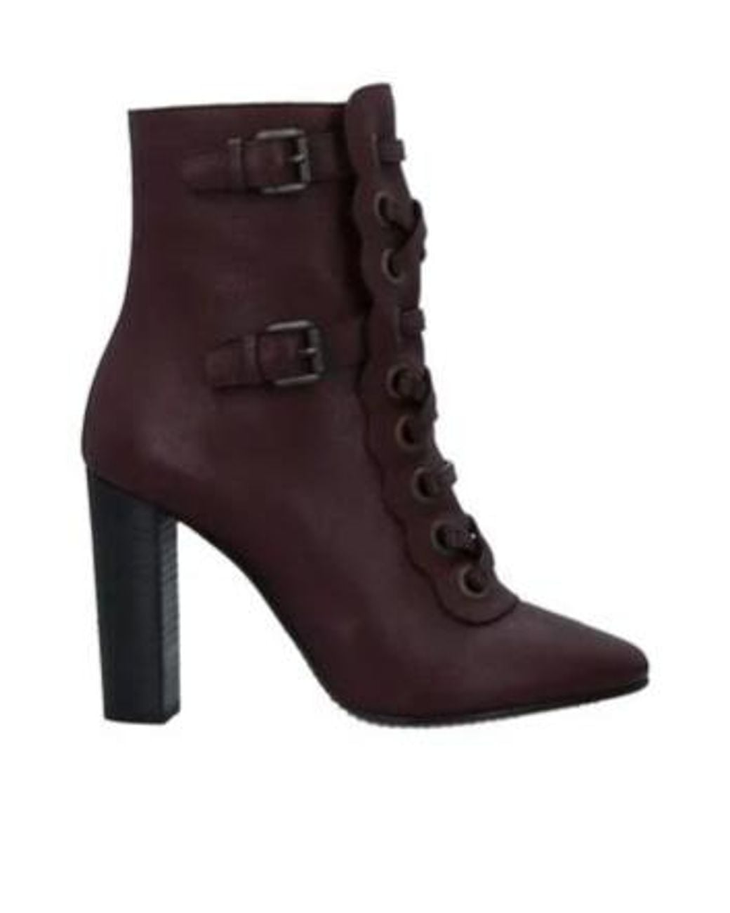 Chloé Purple Solid-Color Lace-Up Ankle Boots