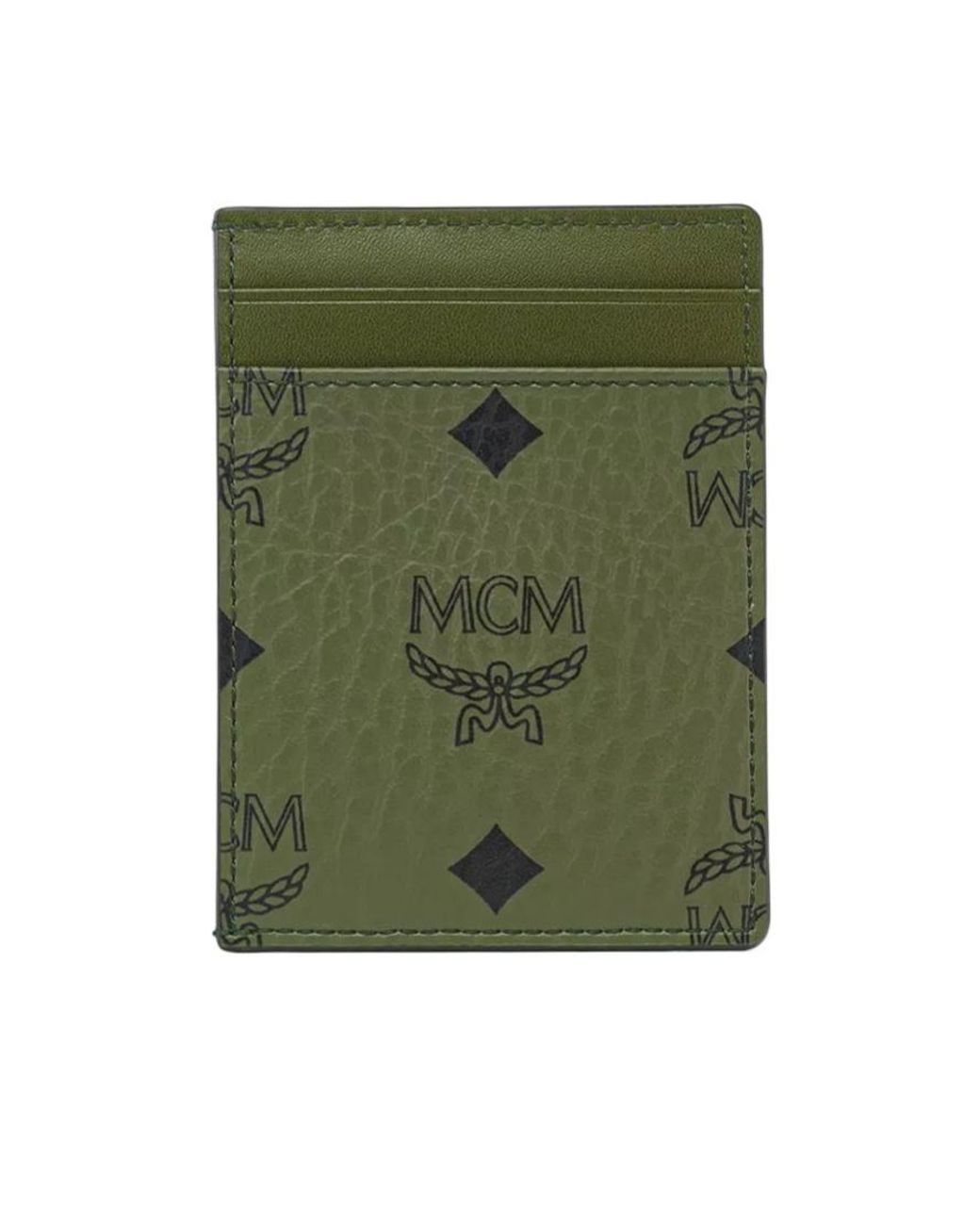 MCM Green Visetos Monogram Card Holder