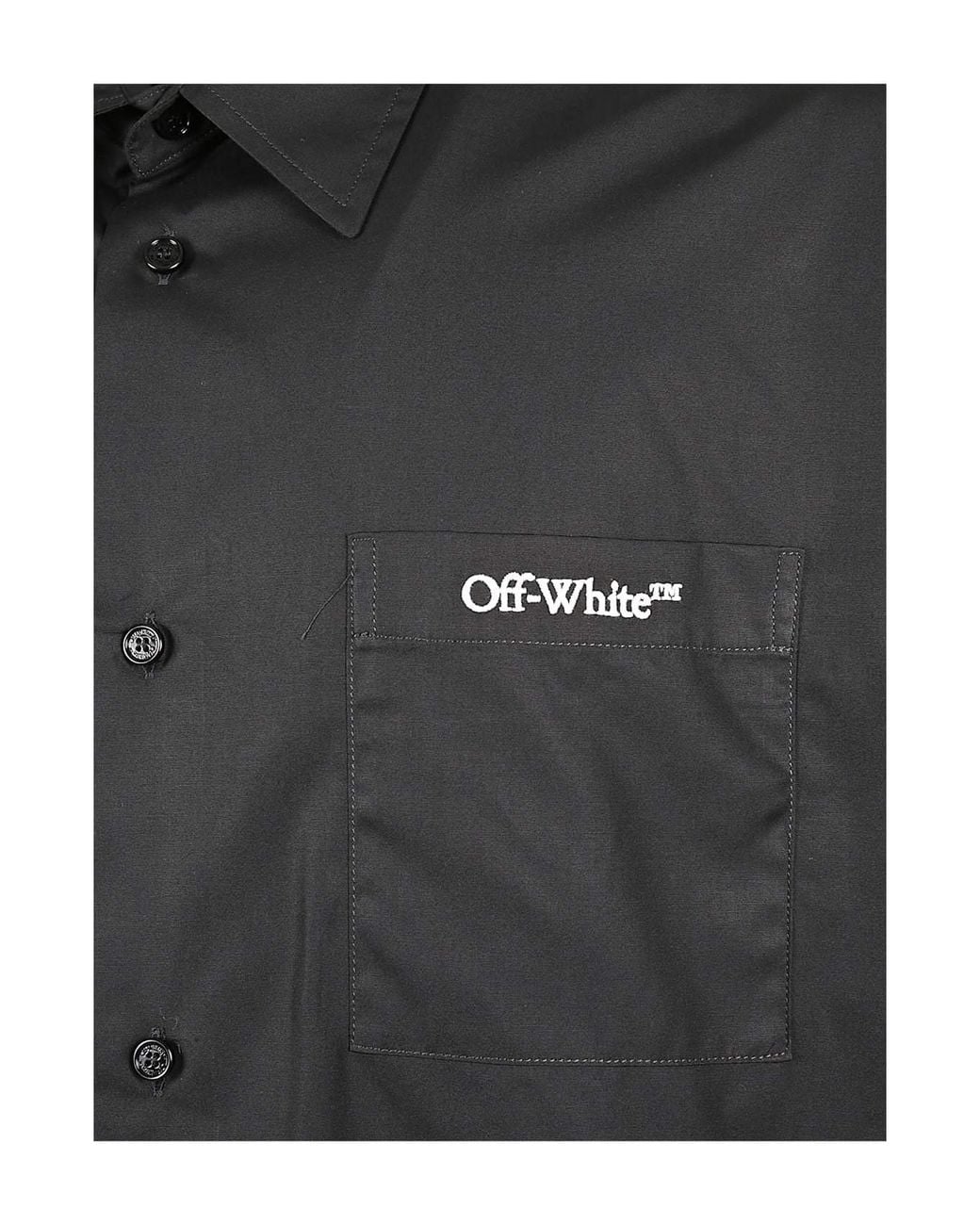 Off-White c/o Virgil Abloh Black Logo Embroidered Button-Up Shirt for men