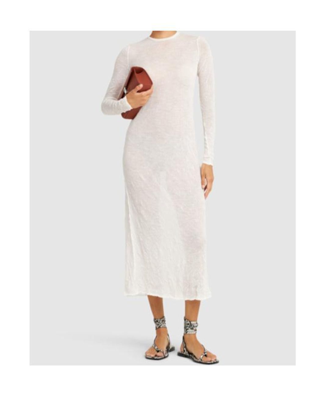 Auralee White Wool Blend Long-Sleeved Knit Dress
