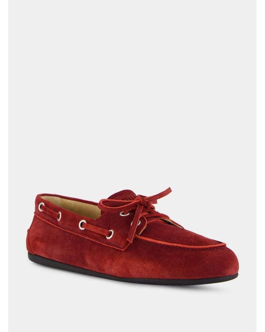 Miu Miu Red Round-Toe Moccasins