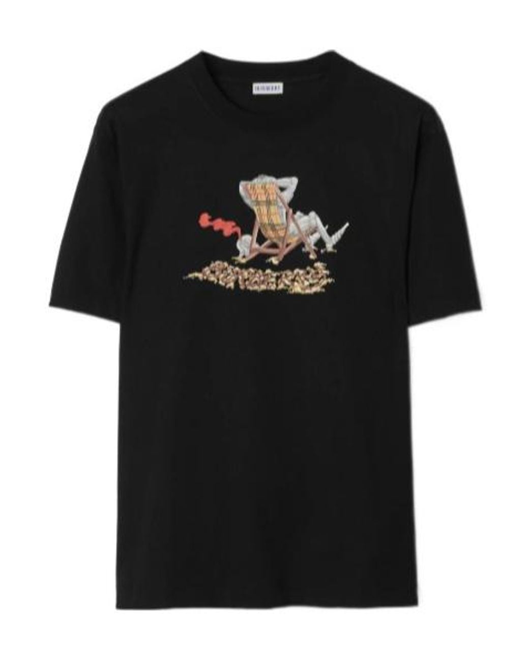 Burberry Black Beach-Print T-Shirt for men