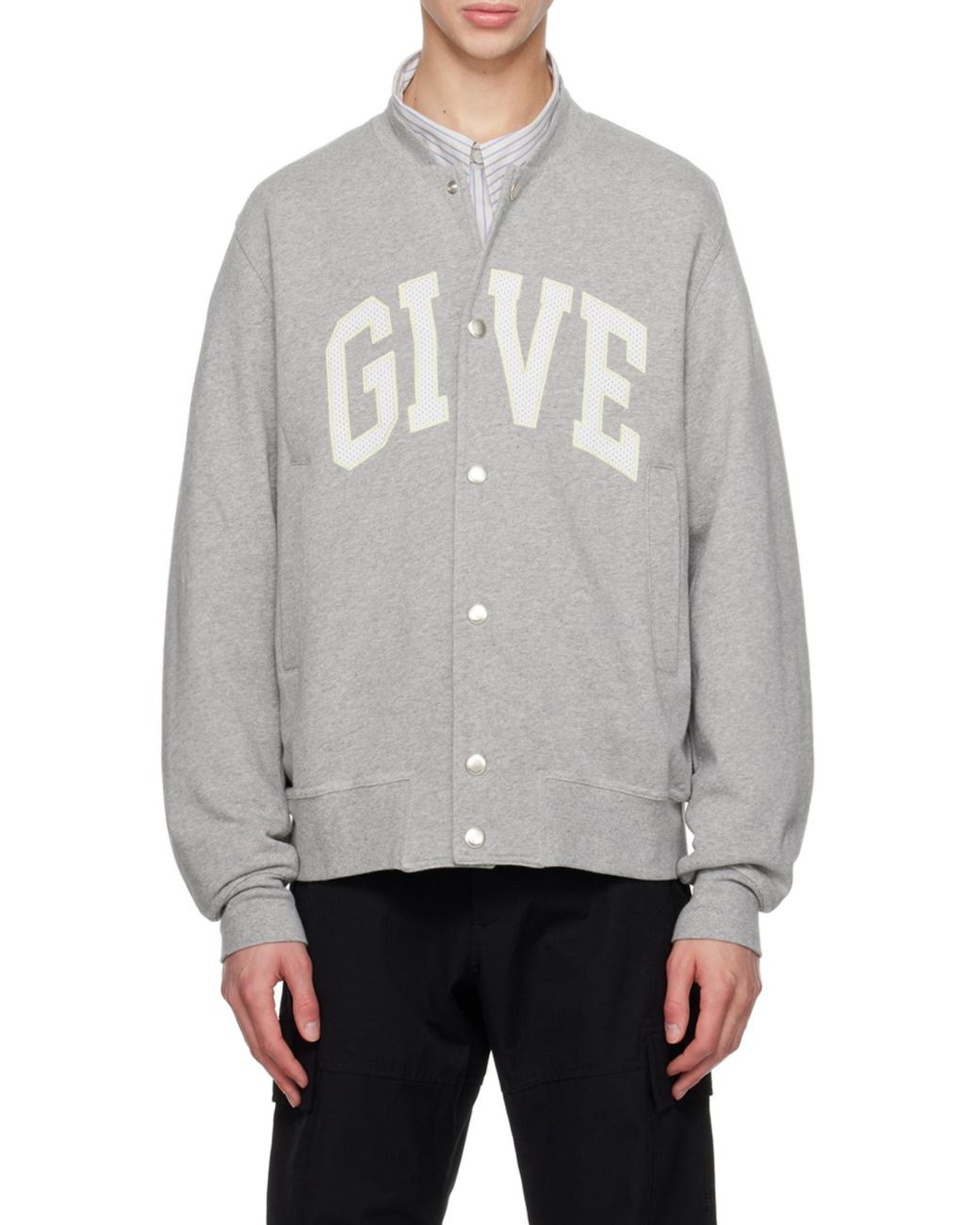 Givenchy Gray Jersey Varsity Bomber Jacket for men