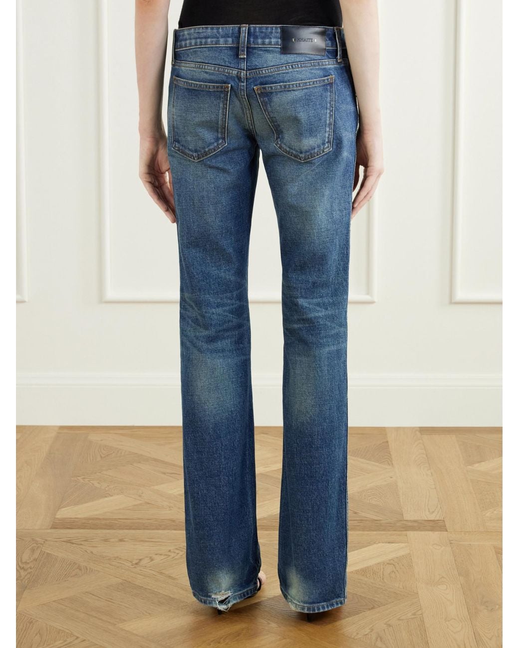 Khaite Blue Mid-Rise Straight-Leg Jeans