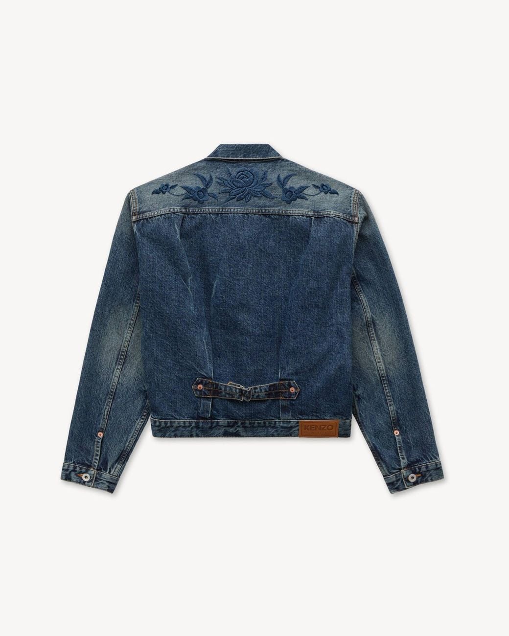 KENZO Blue Wildflower' Cropped Pleated Trucker Jacket for men