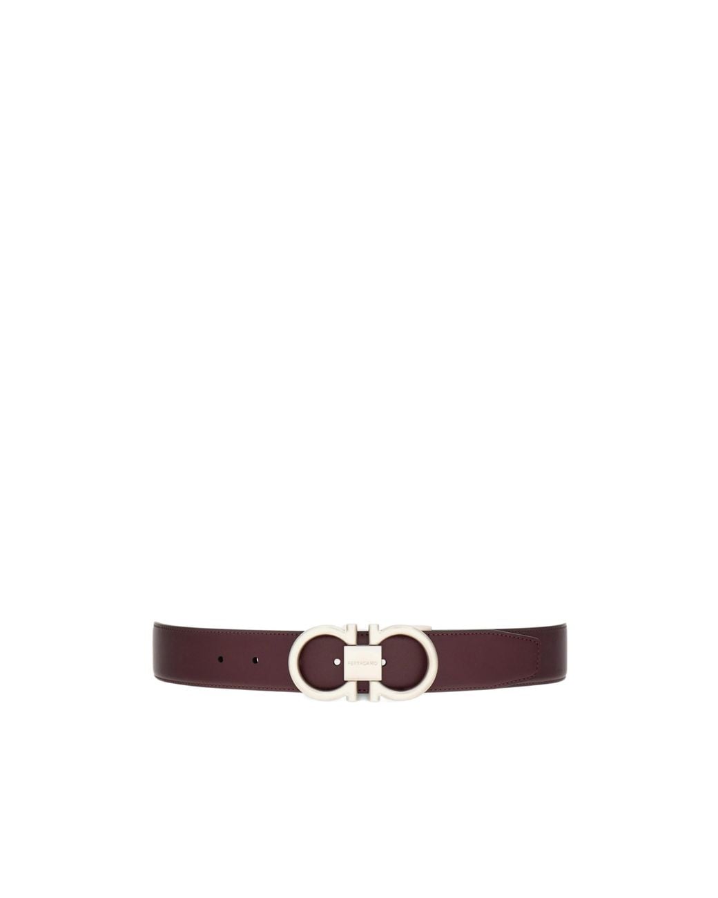 Ferragamo White Reversible Logo Buckle Leather Belt for men