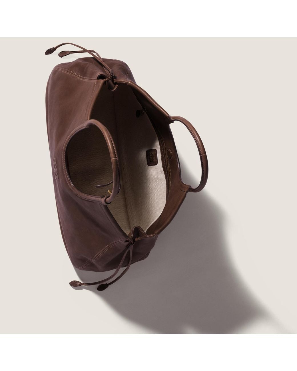 Miu Miu Brown Ivy Nappa Leather Shopping Bag