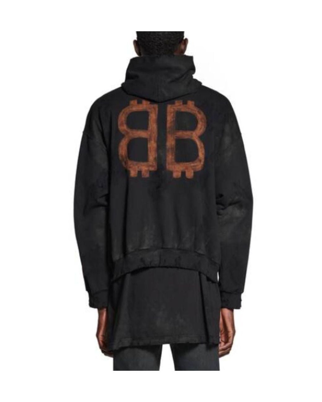 Balenciaga Black Crypto Faded Medium Fit Hoodie for men