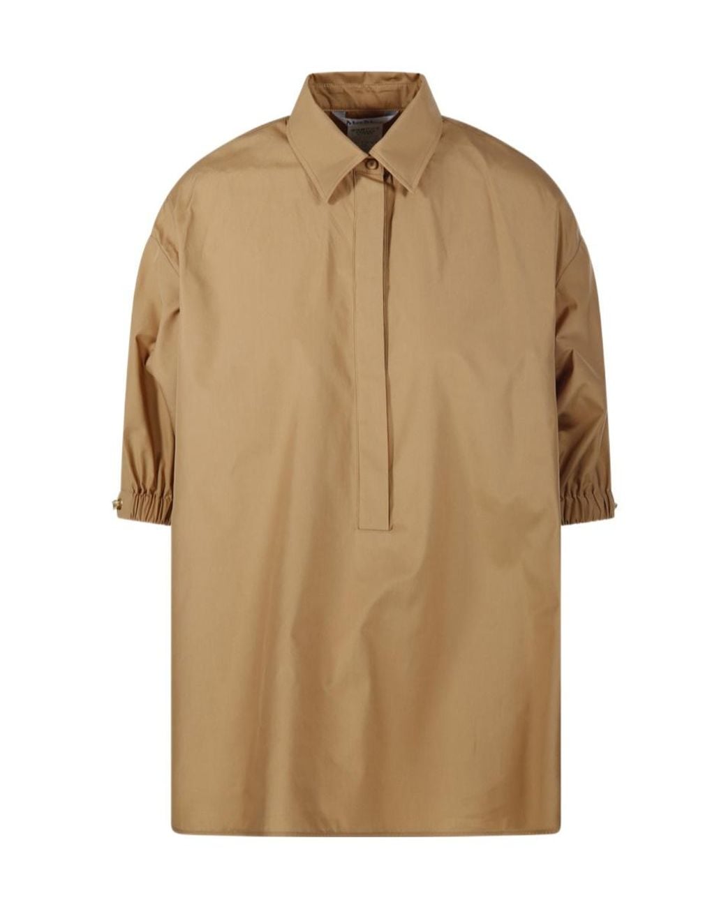 Max Mara Natural Teano Button-Up Long-Sleeved Top