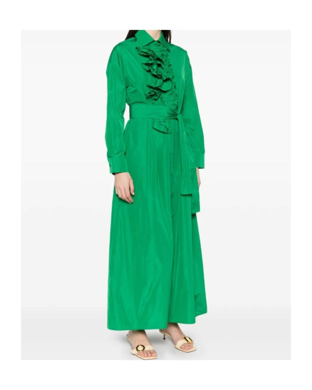 P.A.R.O.S.H. Green Pimpy Maxi Dress