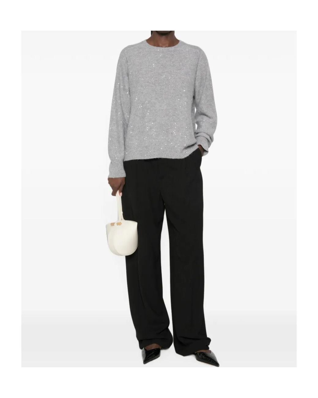 Fabiana Filippi Gray Sequin-Embellished Sweater