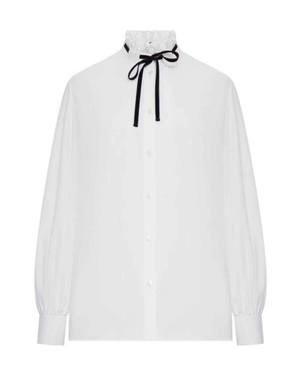 Valentino White Ruffle Detailed Button-Up Top