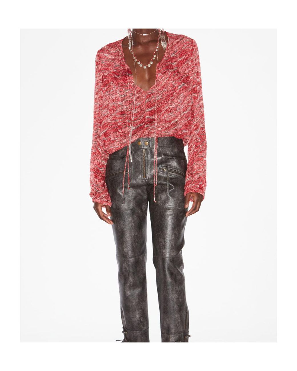 Isabel Marant Red Isabel Marant Étoile Advika Abstract Printed V-Neck Blouse