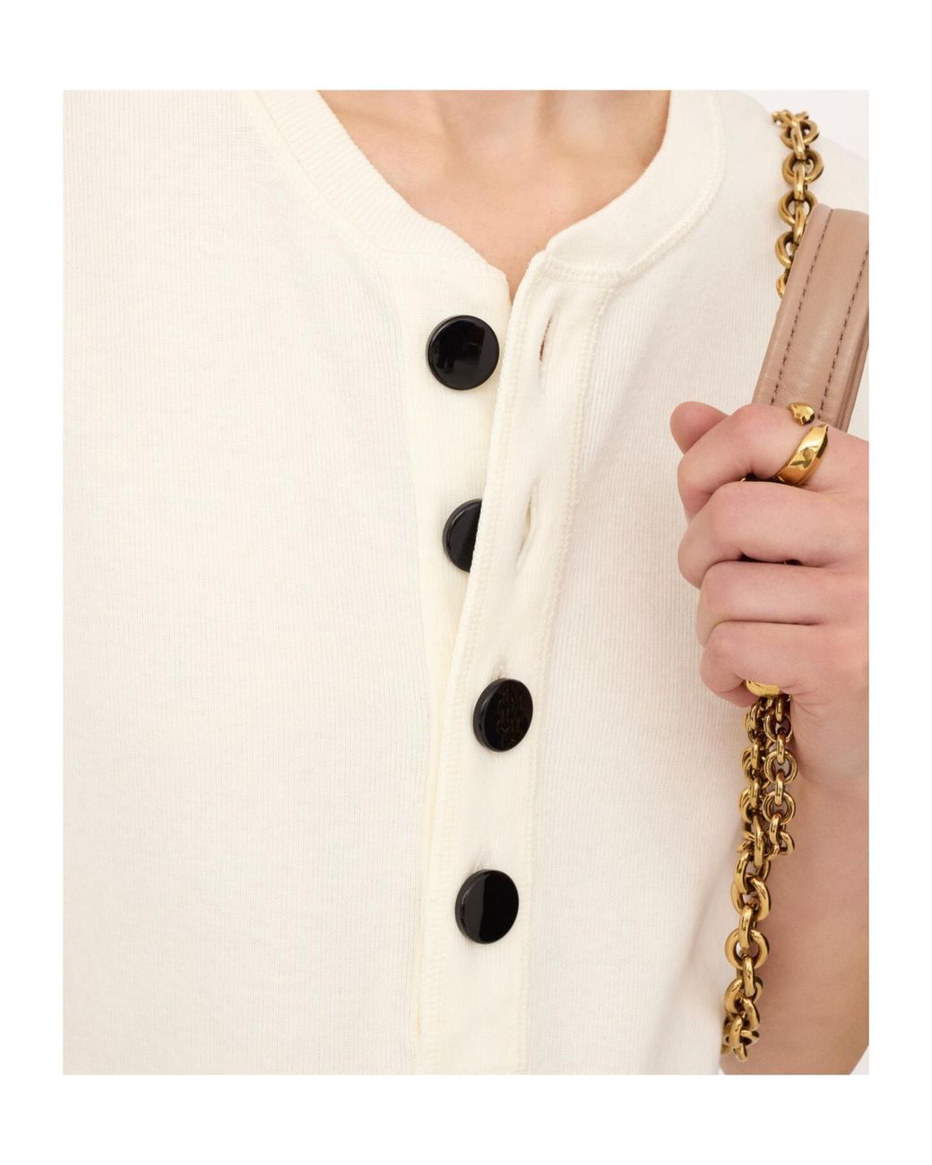 Chloé White Chloé Buttoned Mini Knitted Dress