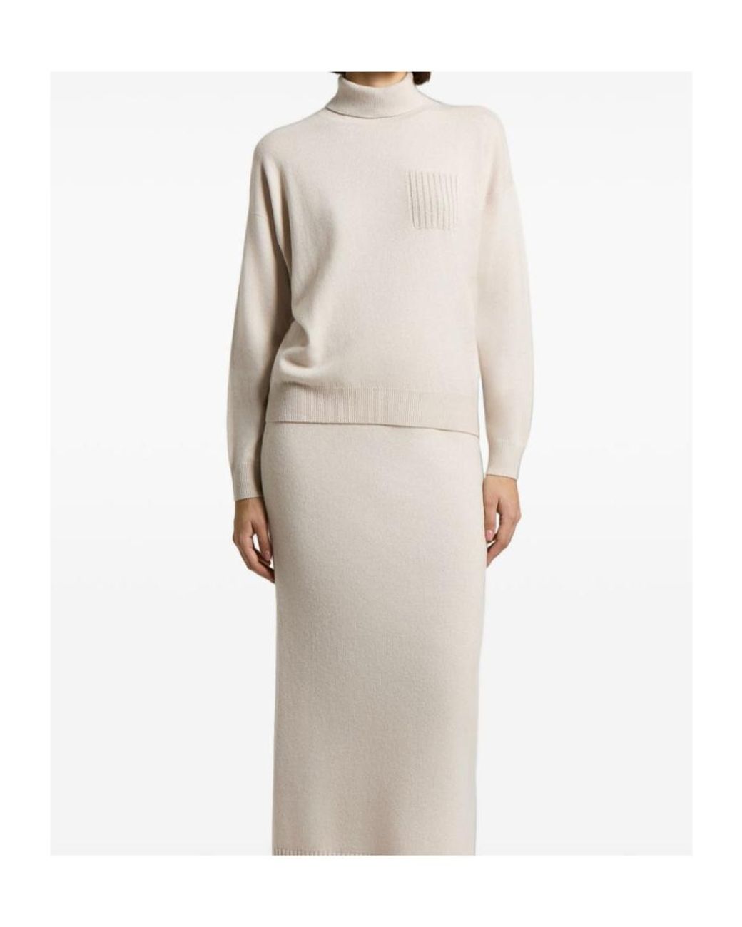 Peserico Natural Patch-Pocket Roll-Neck Jumper