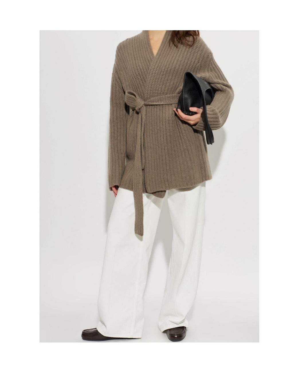 Lisa Yang Brown Jacqueline Belted Knit Cardigan