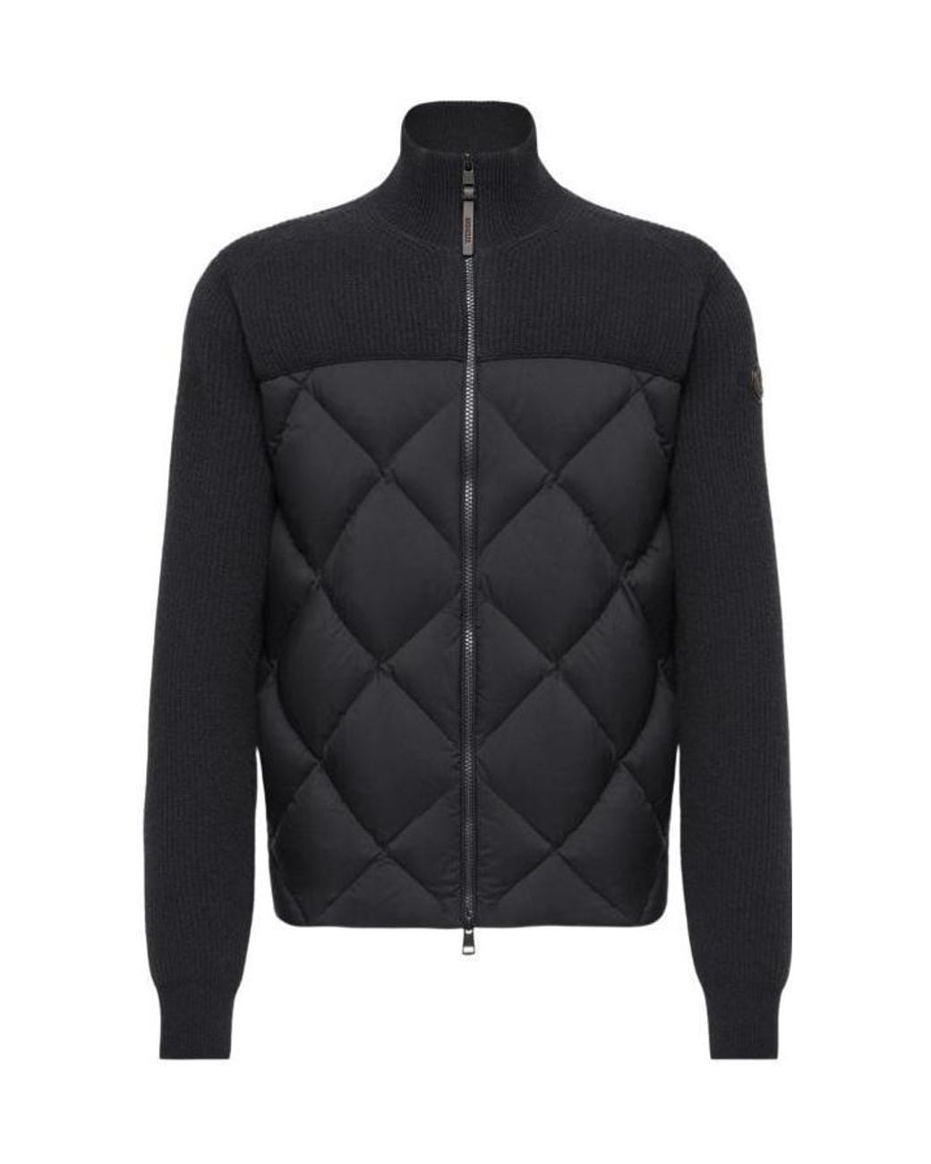 Moncler Blue Wool-Cashmere Down Cardigan for men