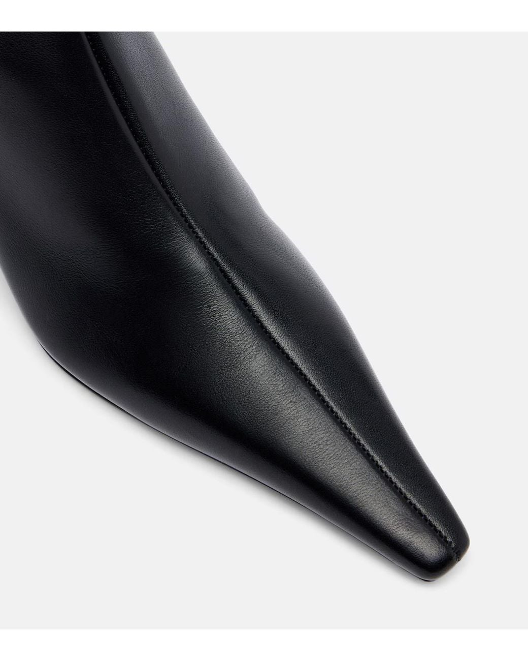Victoria Beckham Black Pointy 45 Leather Knee-High Boots