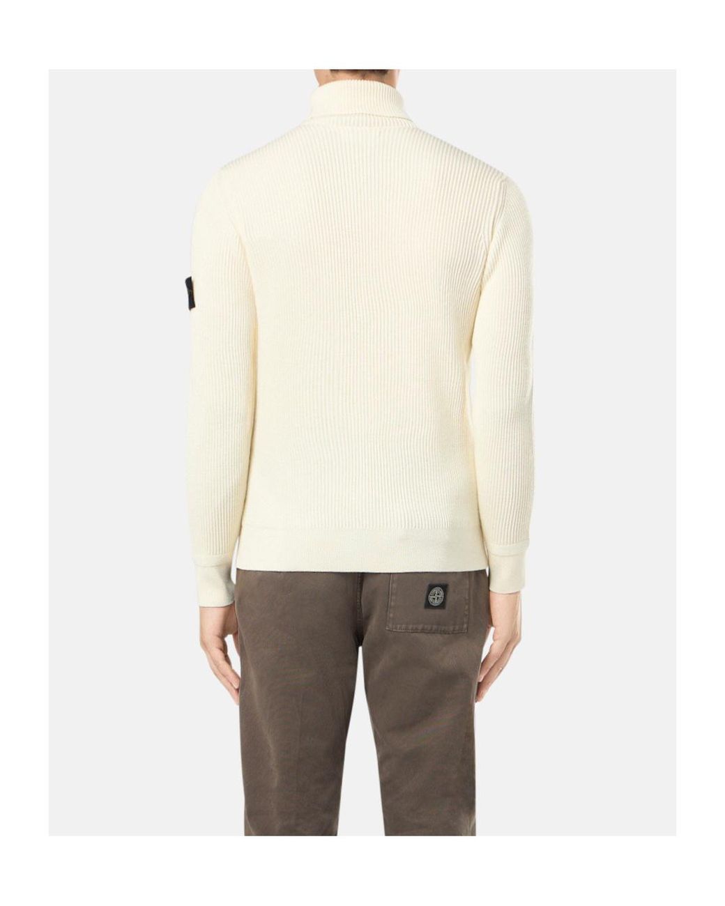 Stone Island White Logo Patch Roll Neck Jumper for men
