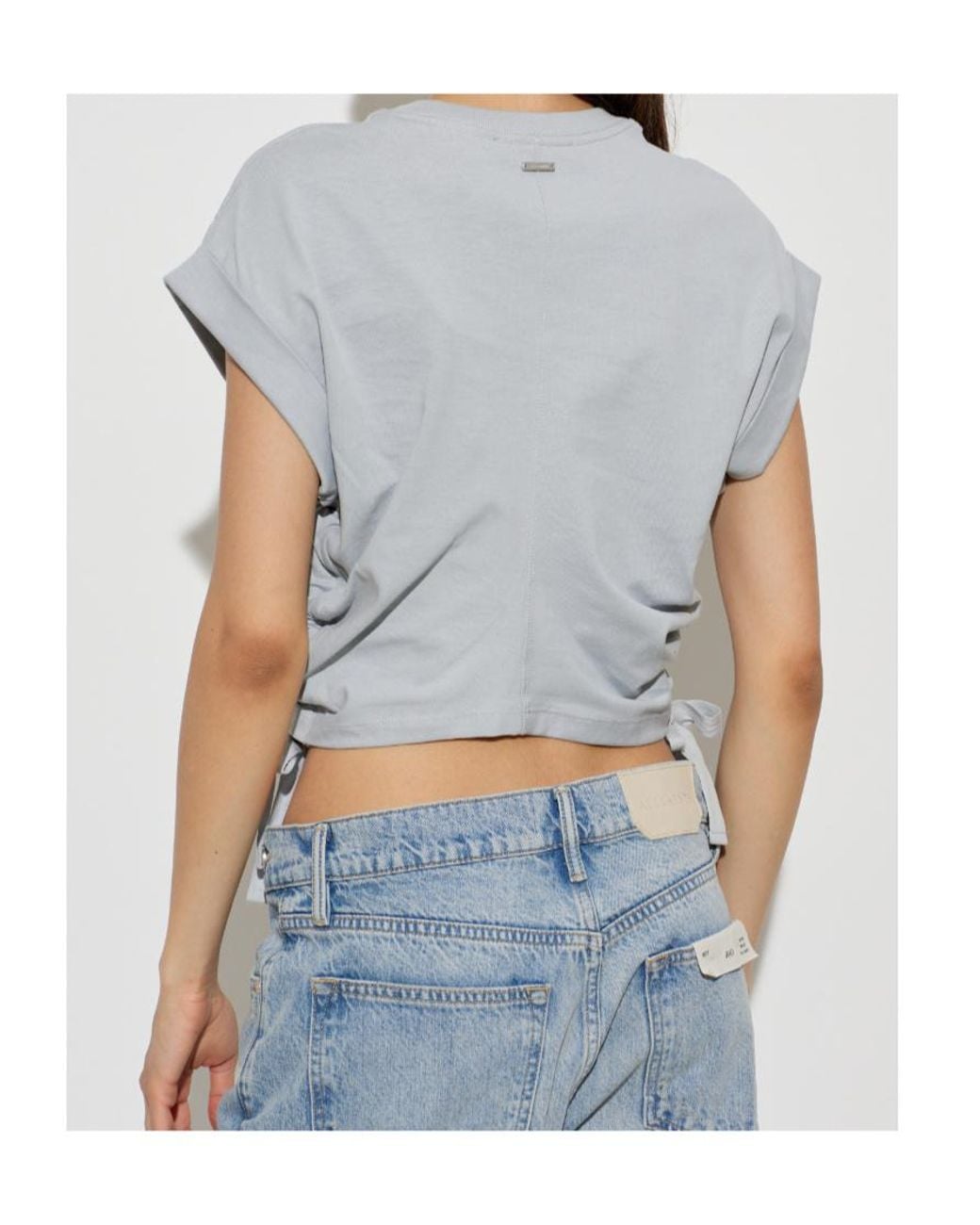 AllSaints Gray Mira Ruched Crop Top