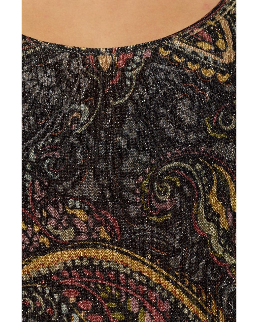 Etro Black Paisley Metallic Knit Top