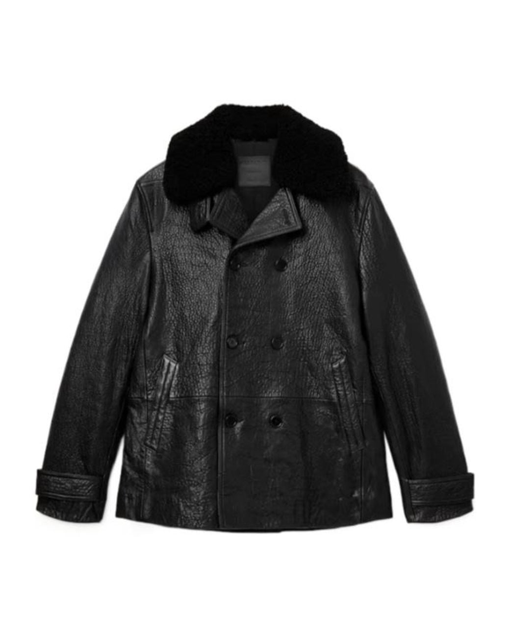 AllSaints Black Hamlet Leather Jacket for men