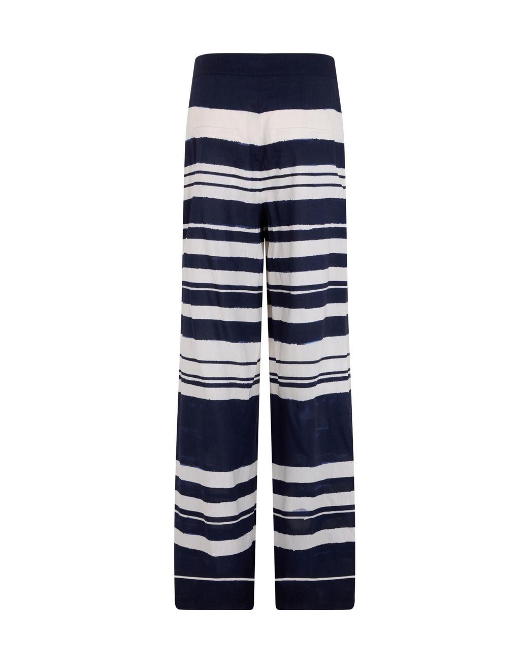 Veronica Beard Blue Striped Wide-Leg Pants