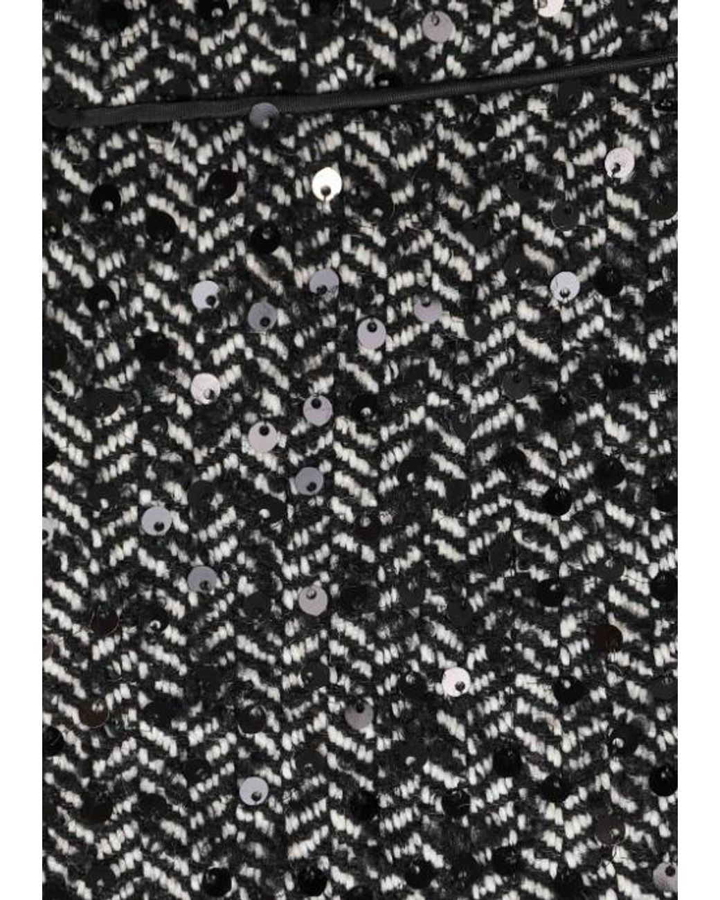 ERMANNO FIRENZE Black Chevron Sequin Mini Skirt
