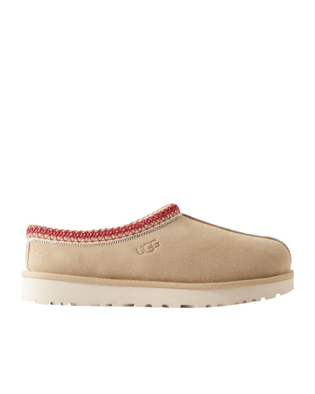 Ugg Brown Shearling-Lined Embroidered Suede Slippers
