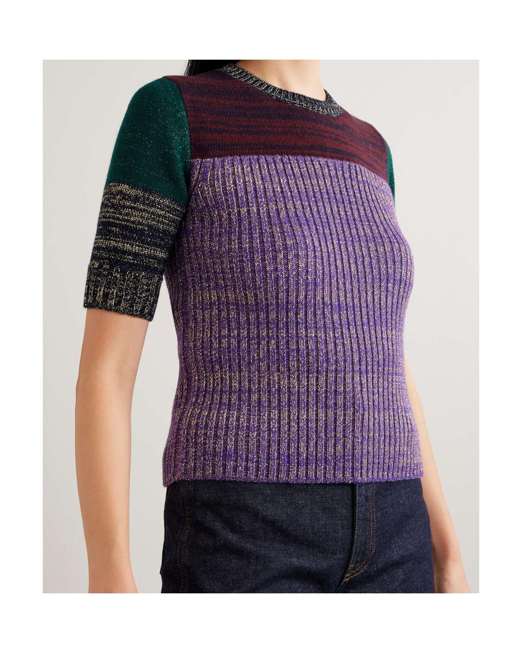Valentino Purple Short-Sleeved Sweater