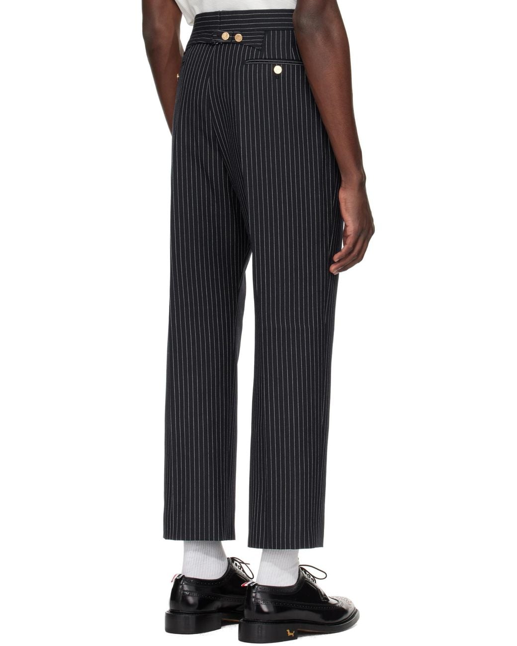 Thom Browne Blue Striped Casual Pants for men