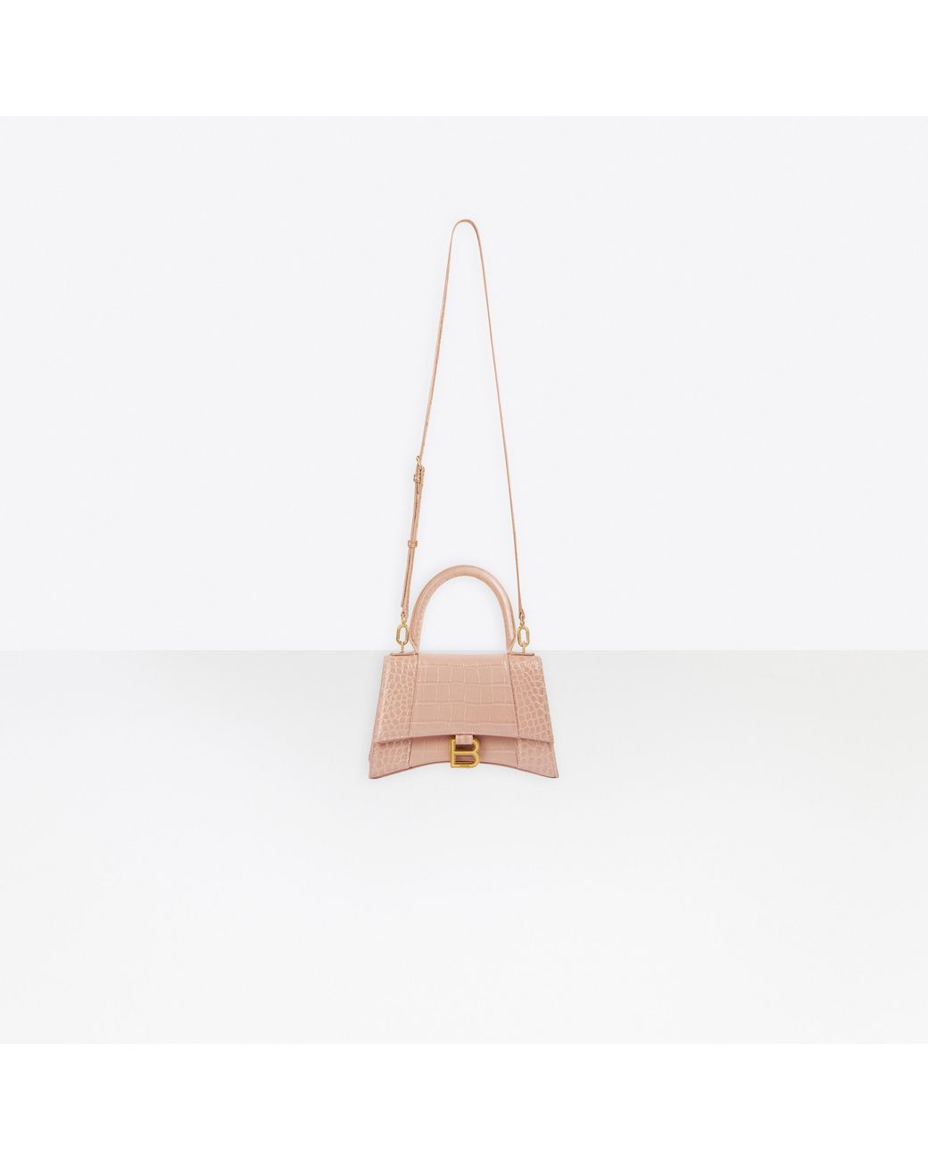 Balenciaga Pink Borsa Hourglass Small Con Lavorazione Coccodrillo Da Donna